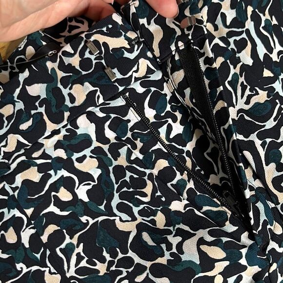 Club Monaco Womens Wide Legged long Pants Black Mix Noir Abstract Pattern Size 0 - Picture 6 of 13